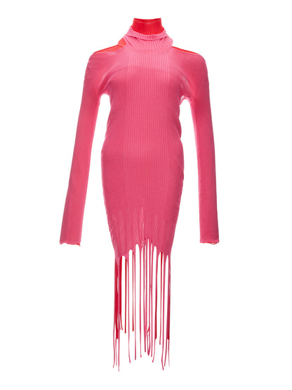 Bottega Veneta Stretch Knit Long Dress with Fringes｜ワンピース