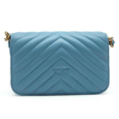 Pinko Bell Mini Nappa Chevron Light ブルー｜ショルダーバッグ