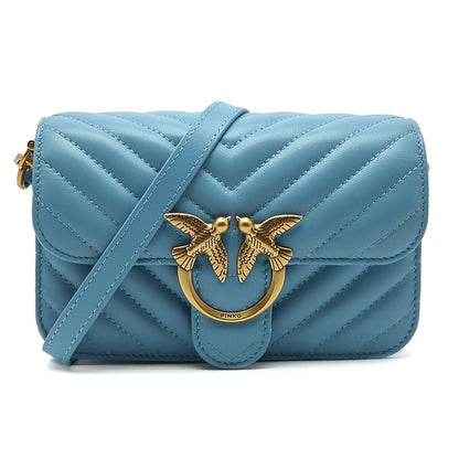 Pinko Bell Mini Nappa Chevron Light ブルー｜ショルダーバッグ