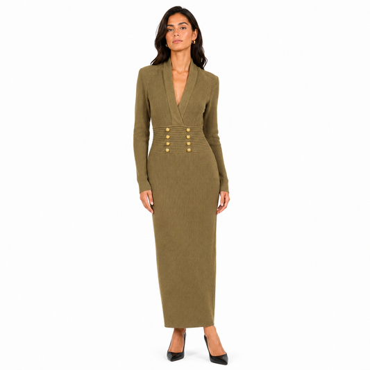 Balmain Dress Ribbed グリーン｜ワンピース