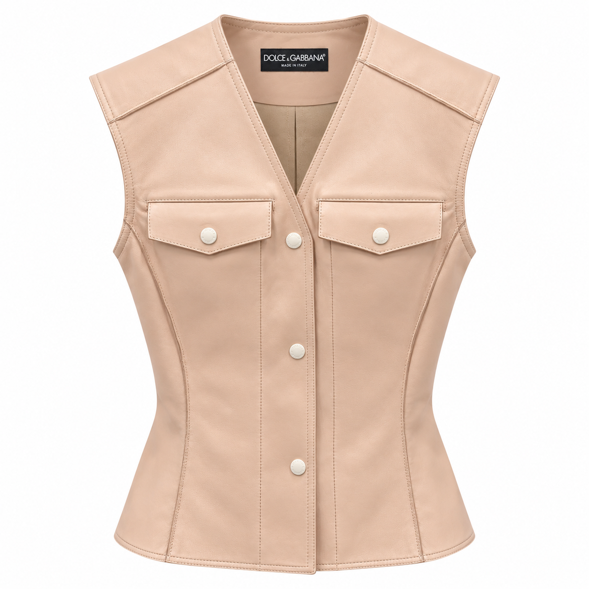 Dolce & Gabbana Vest Leather ベージュ｜ジャケット