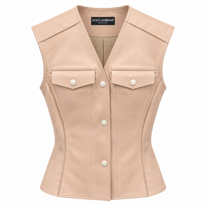 Dolce & Gabbana Vest Leather ベージュ｜ジャケット