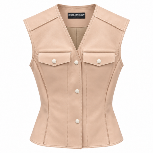 Dolce & Gabbana Vest Leather ベージュ｜ジャケット