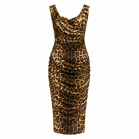 Dolce & Gabbana Dress Leopardato Arricciatura マルチカラー｜ワンピース