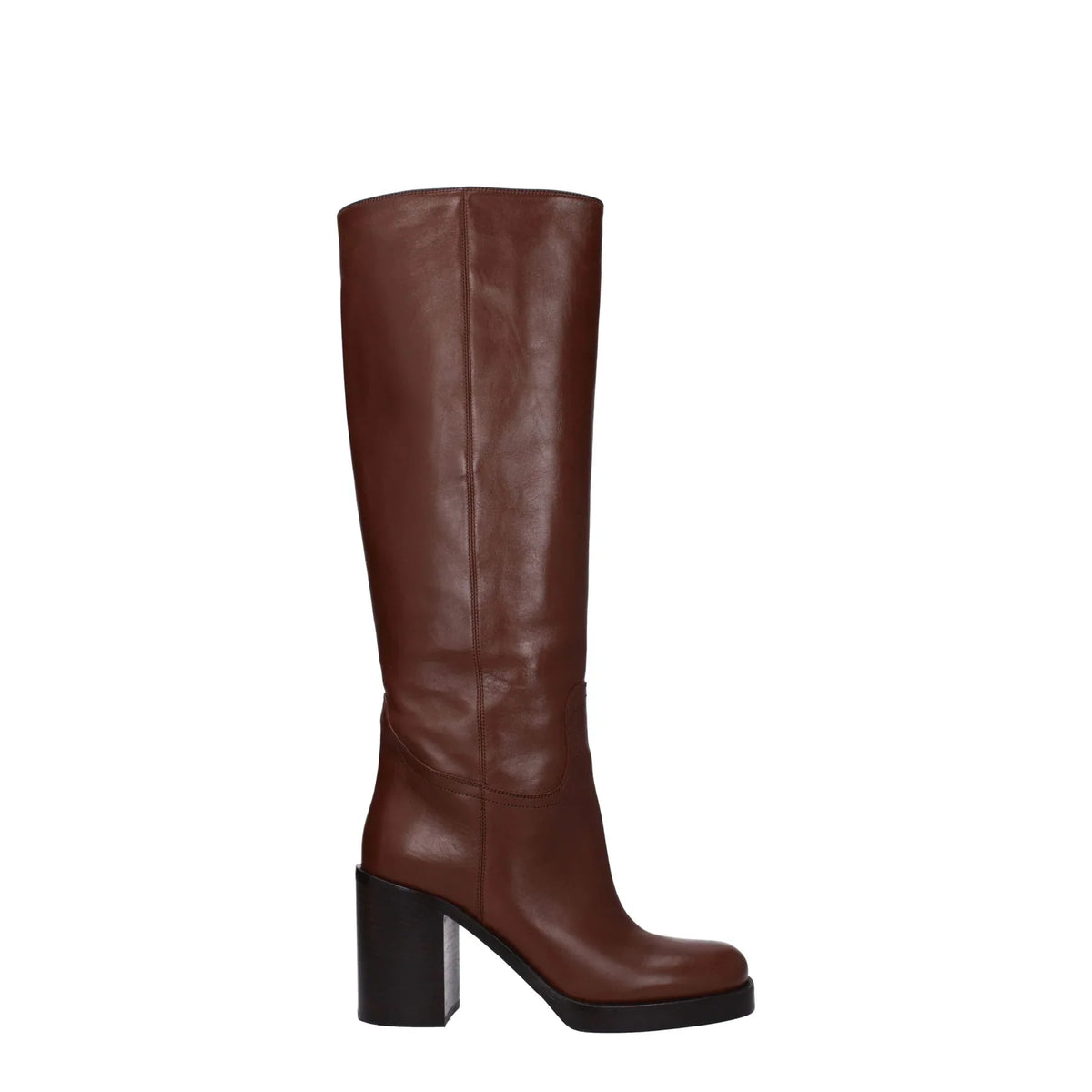 Prada Leather Knee-High – ブラウン｜ブーツ
