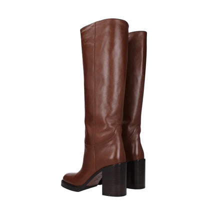 Prada Leather Knee-High – ブラウン｜ブーツ
