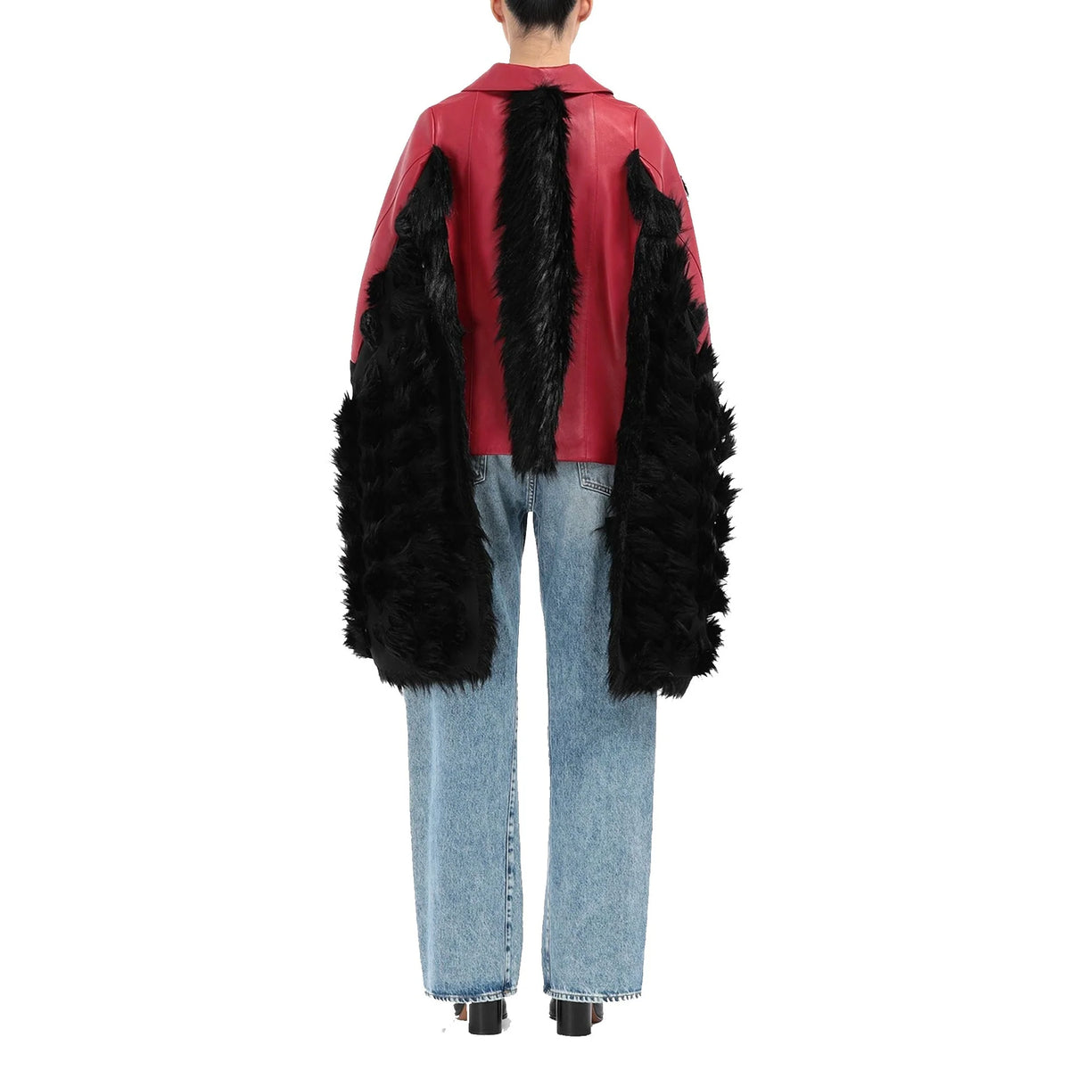 Maison Margiela Faux Fur Trimmed Leather Cape Jacket｜ジャケット