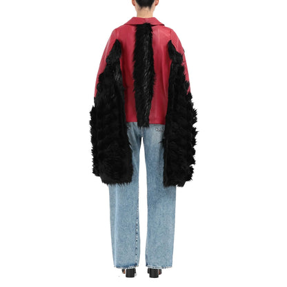 Maison Margiela Faux Fur Trimmed Leather Cape Jacket｜ジャケット