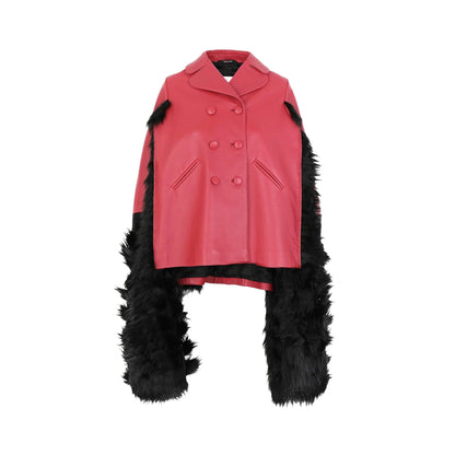 Maison Margiela Faux Fur Trimmed Leather Cape Jacket｜ジャケット